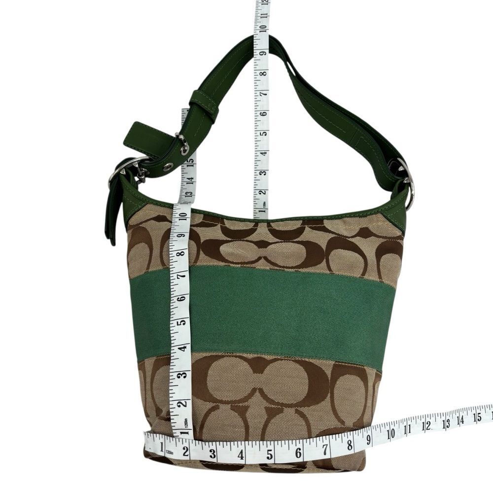 Coach Rugby Duffle Signature Jacquard Print Leather Details Khaki/Green - Picture 8 of 8